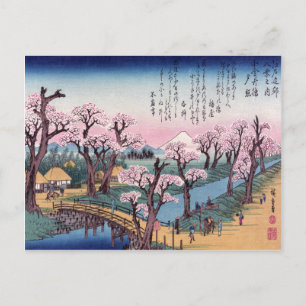 Evening Glow bij Koganei Bridge, Ando Hiroshige Briefkaart