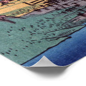 Evening Glow bij Koganei Bridge, Ando Hiroshige Poster (Hoek)