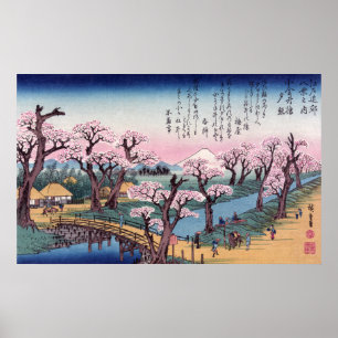 Evening Glow bij Koganei Bridge, Ando Hiroshige Poster