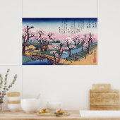 Evening Glow bij Koganei Bridge, Ando Hiroshige Poster (Keuken)