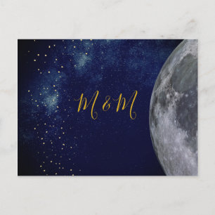 Evening Gold Moon Stars Weddenschap Briefkaart