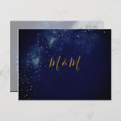 Evening Gold Stars Blue Astral Weddenschap Briefkaart (Voorkant / Achterkant)