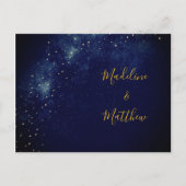 Evening Gold Stars Blue Astral Weddenschap Briefkaart (Voorkant)