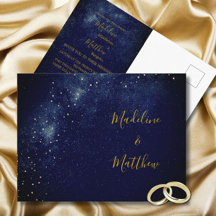 Evening Gold Stars Blue Astral Weddenschap Briefkaart