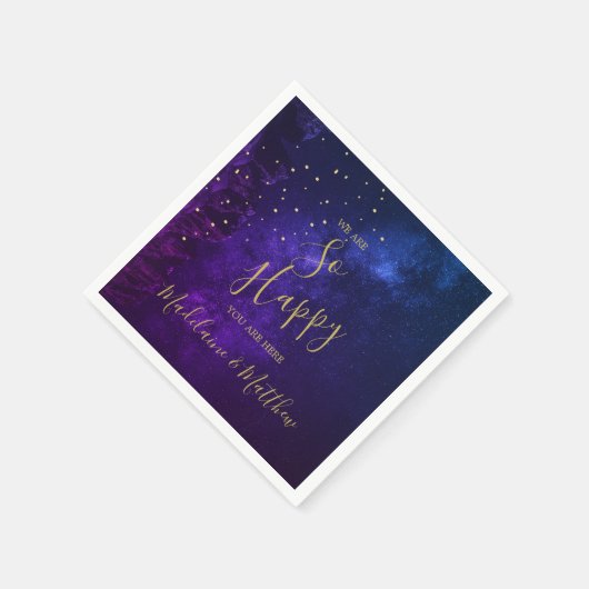 Evening Gold Stars Paarse Astral Happy Servet (Hoek)