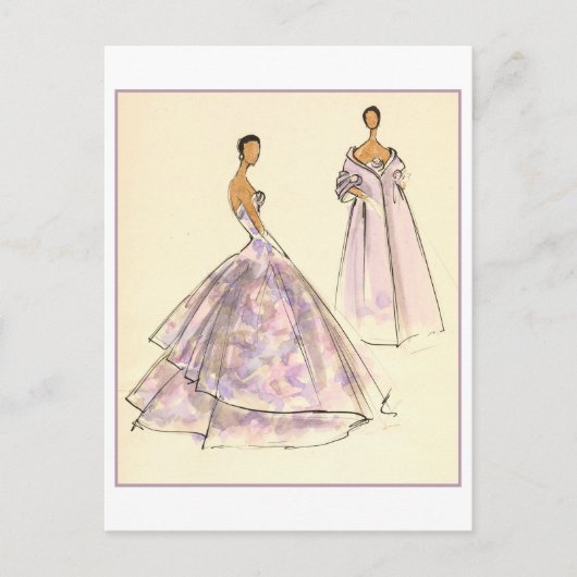 Evening Gown Mode Design Sketch Briefkaart (Voorkant)