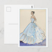 Evening Gown Mode Design Sketch Briefkaart (Voorkant / Achterkant)
