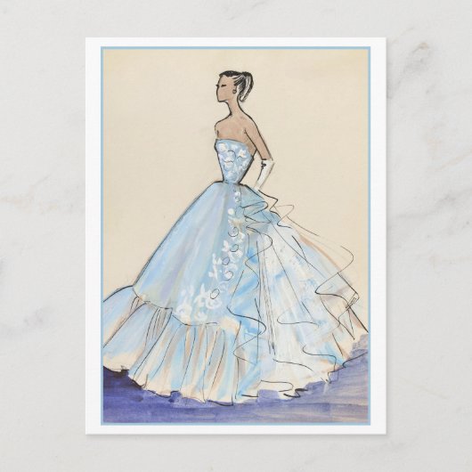 Evening Gown Mode Design Sketch Briefkaart (Voorkant)
