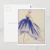 Evening Gown Mode Design Sketch Briefkaart (Voorkant / Achterkant)