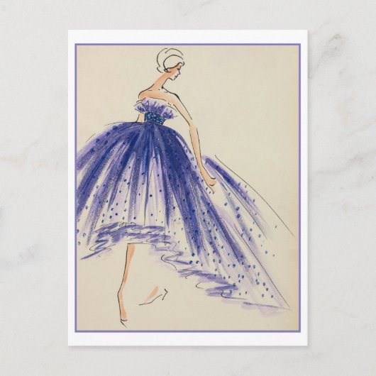 Evening Gown Mode Design Sketch Briefkaart (Voorkant)