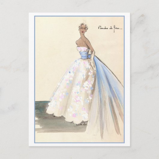 Evening Gown Mode Design Sketch Briefkaart (Voorkant)