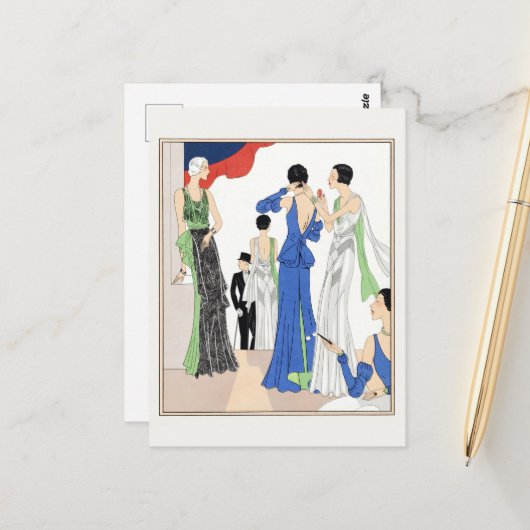 Evening gowns (1932) door Paquin Briefkaart (Voorkant / Achterkant in situ)