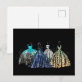 Evening Gowns Collectie Mode Illustratie Feestdagenkaart (Voorkant / Achterkant)