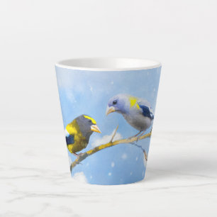 Evening Grosbeak Painting - Cute Original Dog Art Latte Mok