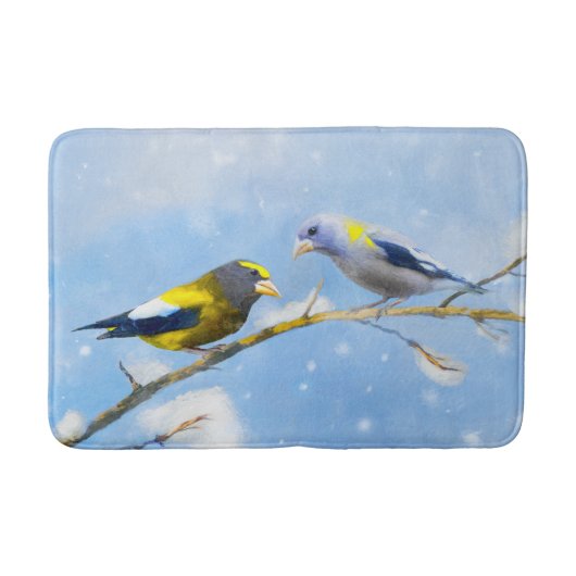 Evening Grosbeak schilderen - Kute Original Dog Ar Badmat (Voorkant)