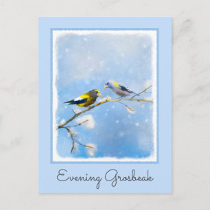 Evening Grosbeak schilderen - Kute Original Dog Ar Briefkaart
