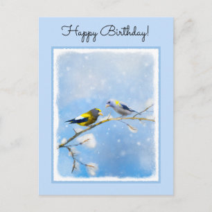 Evening Grosbeak schilderen - Kute Original Dog Ar Briefkaart