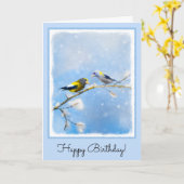 Evening Grosbeak schilderen - Kute Original Dog Ar Kaart (Gele Bloem)