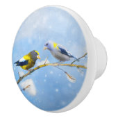 Evening Grosbeak schilderen - Kute Original Dog Ar Keramische Knop (Rechts)