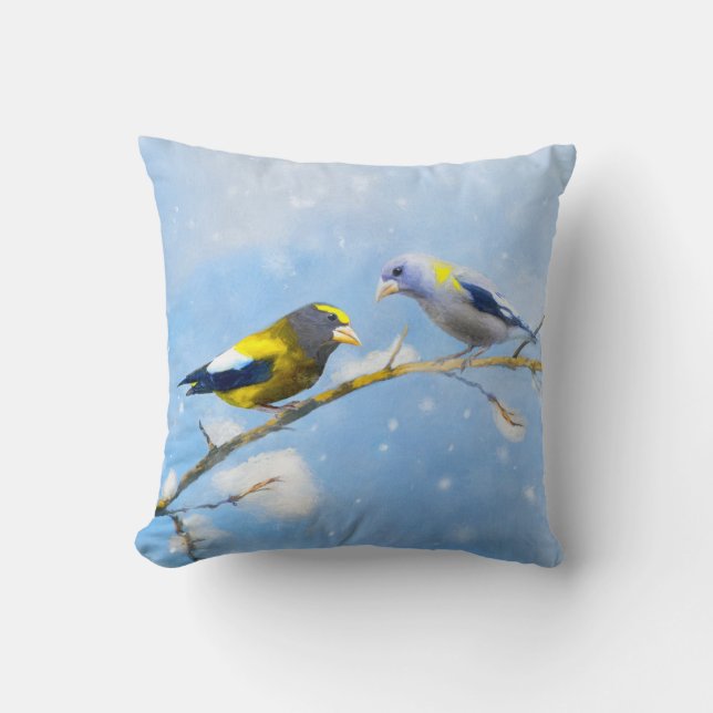 Evening Grosbeak schilderen - Kute Original Dog Ar Kussen (Voorkant)