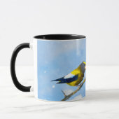 Evening Grosbeak schilderen - Kute Original Dog Ar Mok (Links)