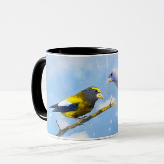 Evening Grosbeak schilderen - Kute Original Dog Ar Mok (Voorkant links)
