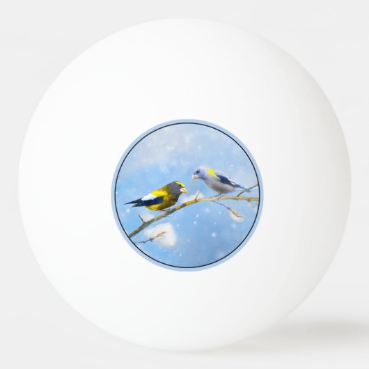 Evening Grosbeak schilderen - Kute Original Dog Ar Pingpongbal (Voorkant)