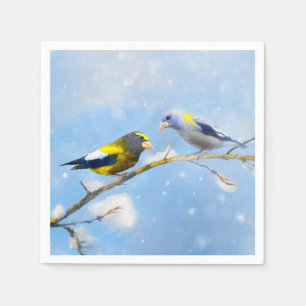 Evening Grosbeak schilderen - Kute Original Dog Ar Servet