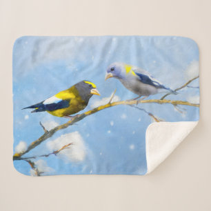 Evening Grosbeak schilderen - Kute Original Dog Ar Sherpa Deken