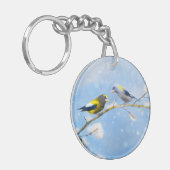 Evening Grosbeak schilderen - Kute Original Dog Ar Sleutelhanger (Voorkant Links)