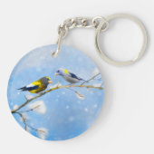 Evening Grosbeak schilderen - Kute Original Dog Ar Sleutelhanger (Achterkant)