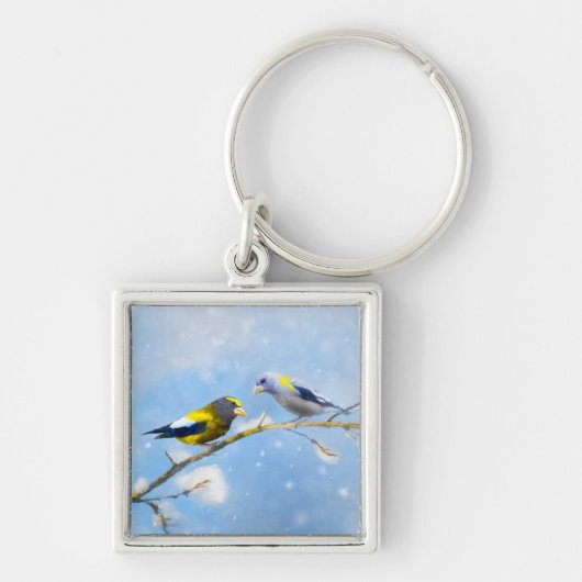 Evening Grosbeak schilderen - Kute Original Dog Ar Sleutelhanger (Voorkant)