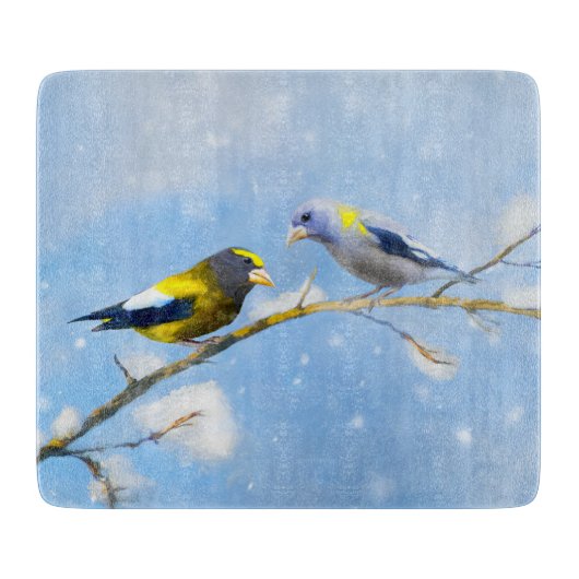 Evening Grosbeak schilderen - Kute Original Dog Ar Snijplank (Voorkant)