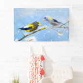 Evening Grosbeak schilderen - Kute Original Dog Ar Spandoek (Insitu)