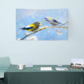 Evening Grosbeak schilderen - Kute Original Dog Ar Spandoek (Beurs)