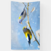 Evening Grosbeak schilderen - Kute Original Dog Ar Spandoek (Verticaal)