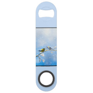 Evening Grosbeak schilderen - Kute Original Dog Ar Speed Flessenopener