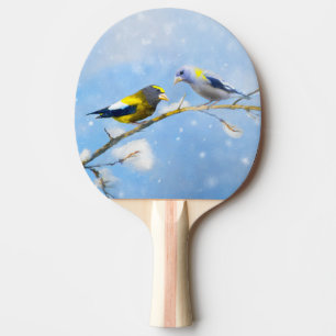 Evening Grosbeak schilderen - Kute Original Dog Ar Tafeltennisbatje