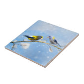 Evening Grosbeak schilderen - Kute Original Dog Ar Tegeltje (Zijkant)