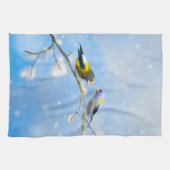 Evening Grosbeak schilderen - Kute Original Dog Ar Theedoek (Horizontaal)