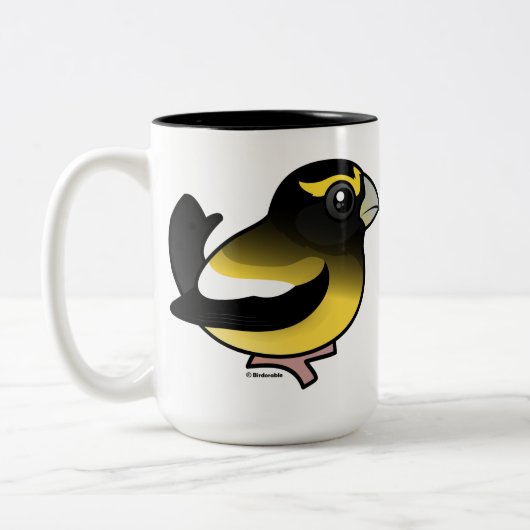Evening Grosbeak Tweekleurige Koffiemok (Links)