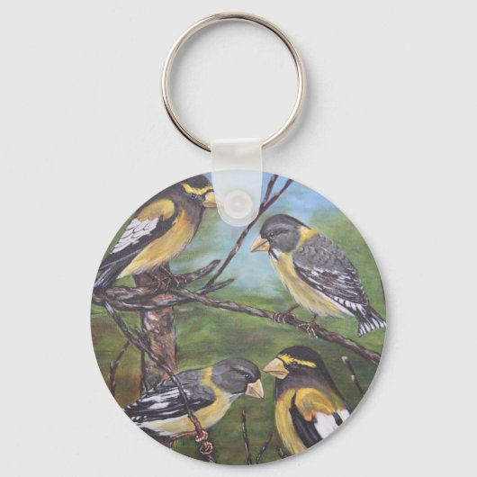 Evening Grosbeaks Sleutelhanger (Voorkant)