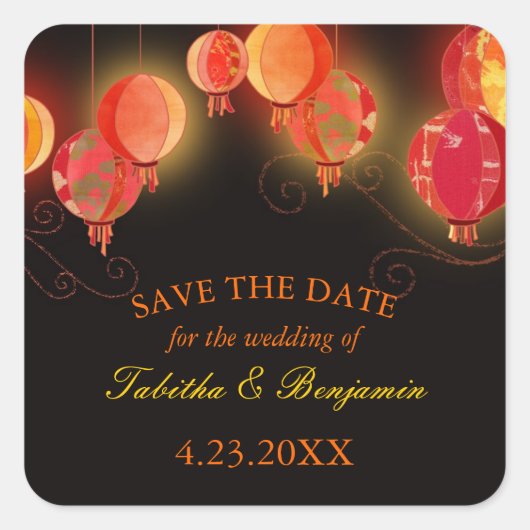 Evening Lantern Garden Wedding Vierkante Sticker (Voorkant)