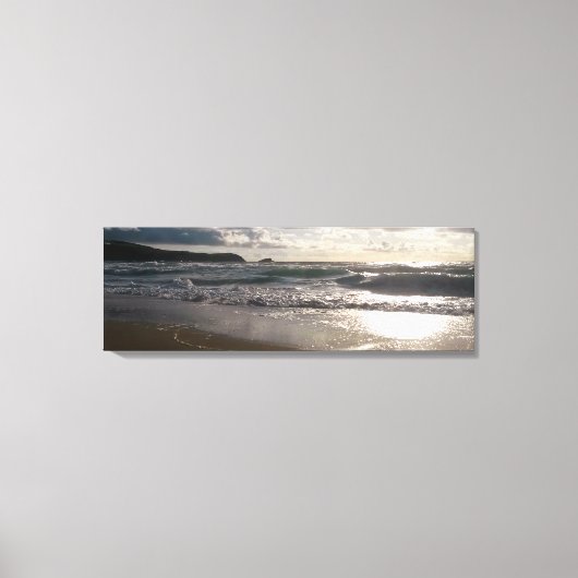 Evening Light Fistral Beach Newquay Cornwall Veren Canvas Afdruk (Voorkant)