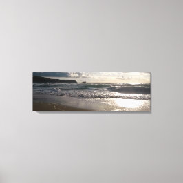 Evening Light Fistral Beach Newquay Cornwall Veren Canvas Afdruk