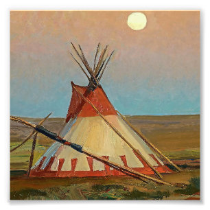 "Evening on the Blackfoot Reservation" door Maynar Foto Afdruk