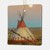 "Evening on the Blackfoot Reservation" door Maynar Keramisch Ornament (Links)