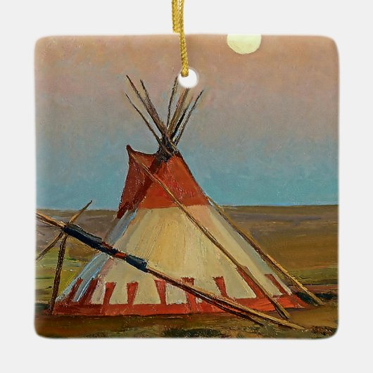 "Evening on the Blackfoot Reservation" door Maynar Keramisch Ornament (Voorkant)