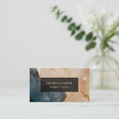 Evening Painted Glamor | Faux Gold en Neutral Visitekaartje (Staand voorkant)