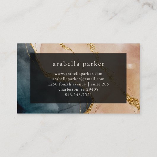 Evening Painted Glamor | Faux Gold en Neutral Visitekaartje (Achterkant)